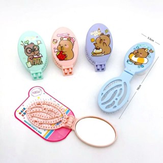 Escova De Cabelo Dobrável 2 Em 1 Com Espelho Portátil Infantil Desenho Urso Fofo 18cm em Oferta na Shopee