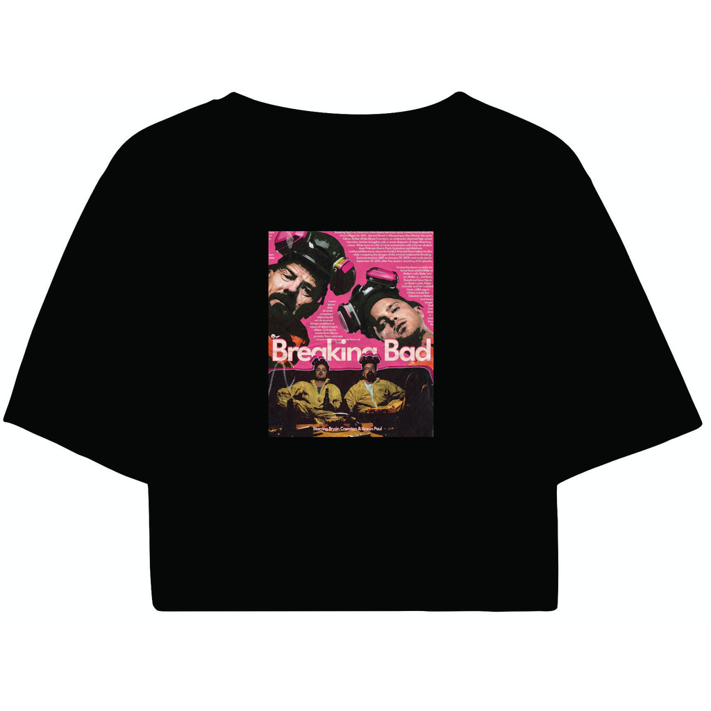 Cropped Feminino Preto Tumblr blogueira Breaking Bad Rosa feminina manga curta