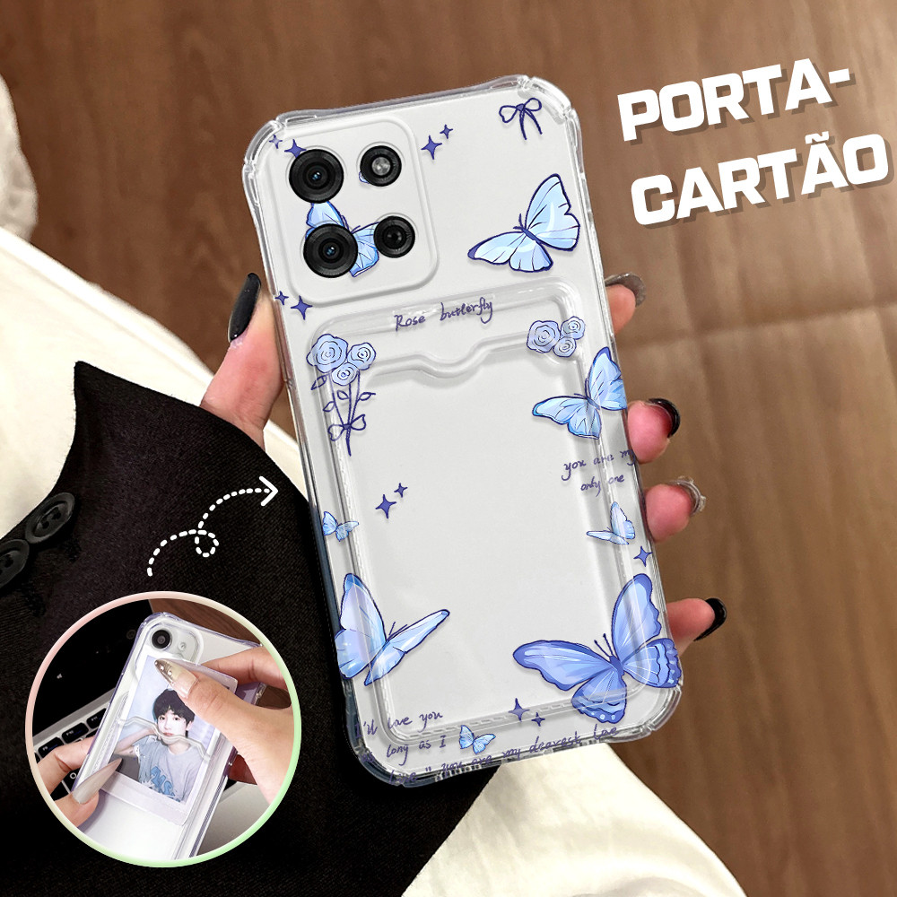 Capinha Porta Cartão Anti Impacto Luxo Para Motorola Moto G75 5G Capa De Celular Capa KB6109