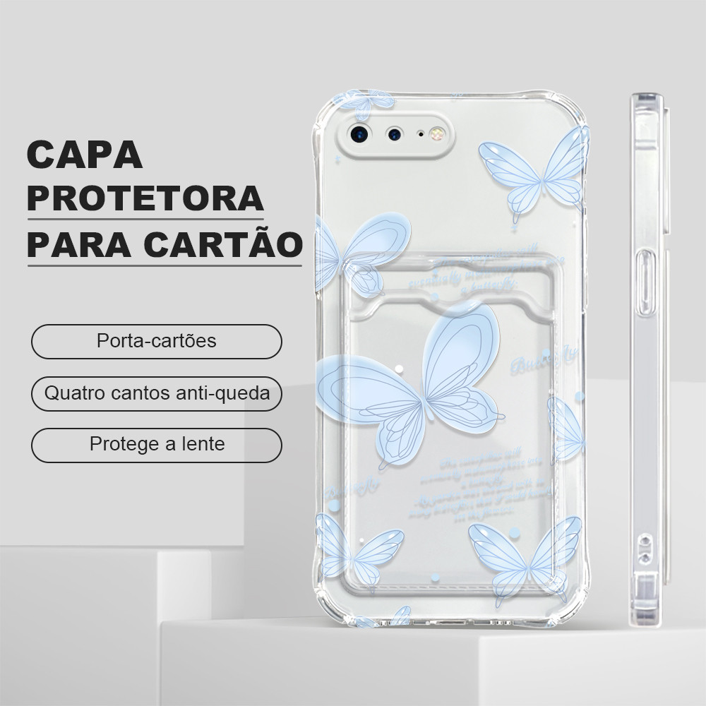 Capinha Porta Cartão Anti Impacto Luxo Para iPhone 7 8 Plus Capa De Celular Capa KB6088