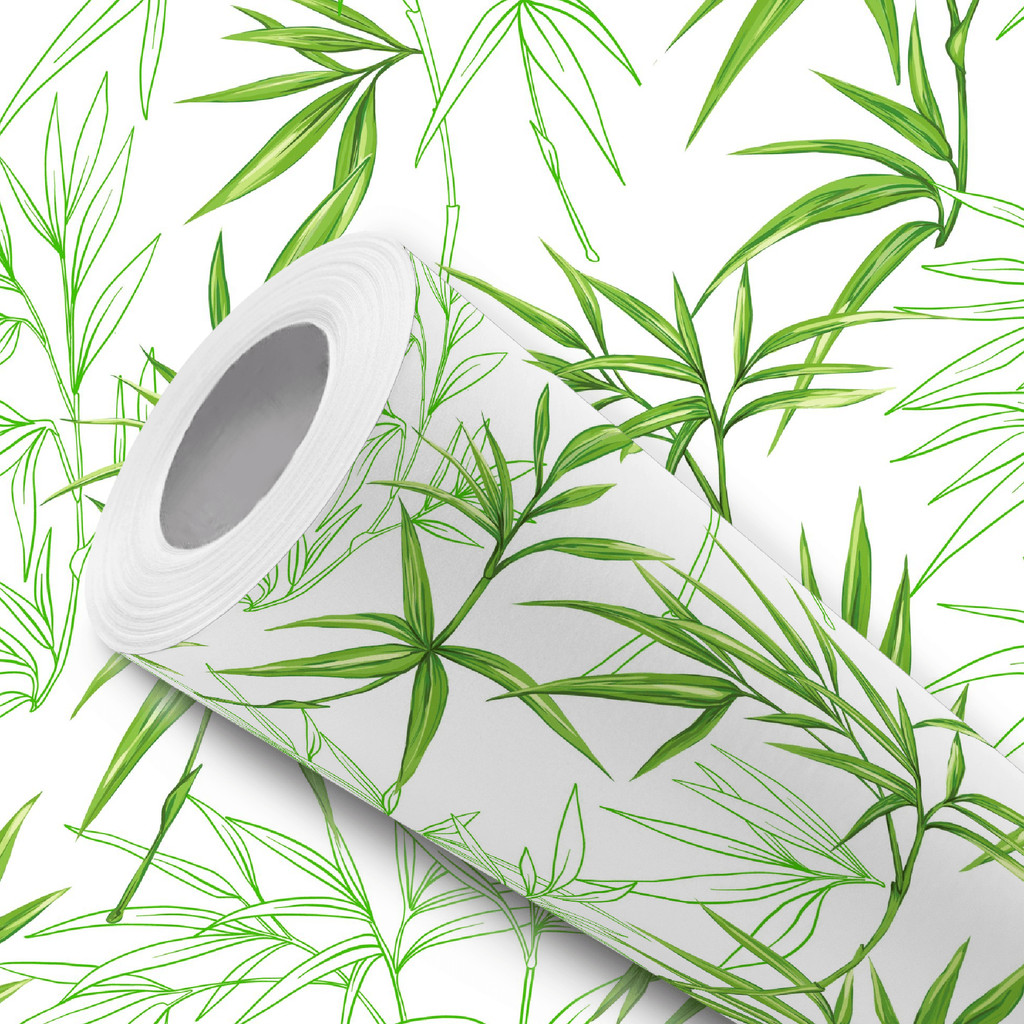 Papel de Parede Vinílico Adesivo Folha Bambu Verde Japones Fácil de Aplicar