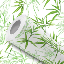 Papel de Parede Vinílico Adesivo Folha Bambu Verde Japones Fácil de Aplicar