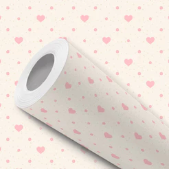 Papel de Parede Vinílico Adesivo Delicado Nude Corações Rosa Fácil de Aplicar
