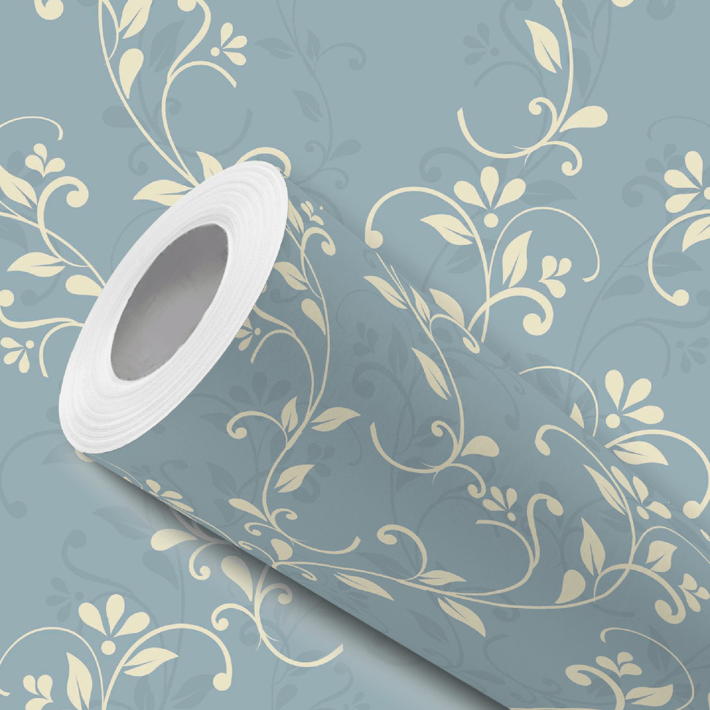 Papel de Parede Adesivo Azul Grafite Floral Bege Resistente Fácil de Aplicar em Oferta na Shopee