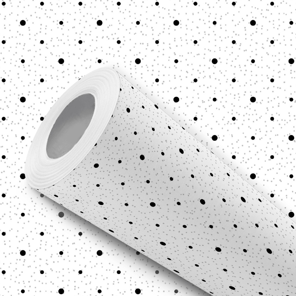 Papel de Parede Vinílico Adesivo Preto e Branco Poá Bolinhas Fácil de Aplicar