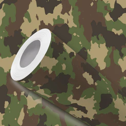 Papel de Parede Vinílico Adesivo Exército Camuflagem Verde Fácil de Aplicar