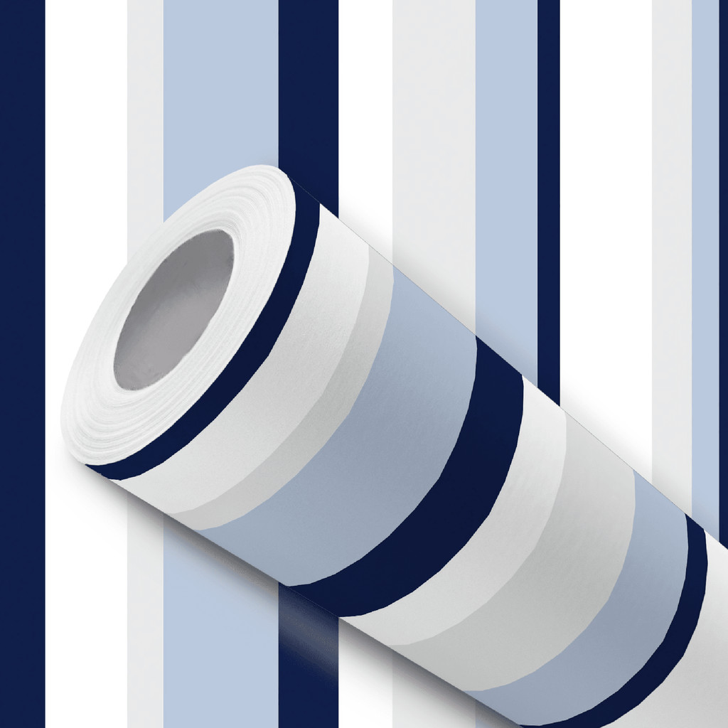 Papel de Parede Vinílico Adesivo Listrado Azul e Branco Fácil de Aplicar em Oferta na Shopee