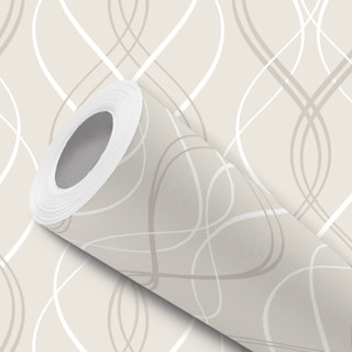 Papel de Parede Vinílico Resistente Linhas Entrelaçadas Bege Fácil de Aplicar em Oferta na Shopee