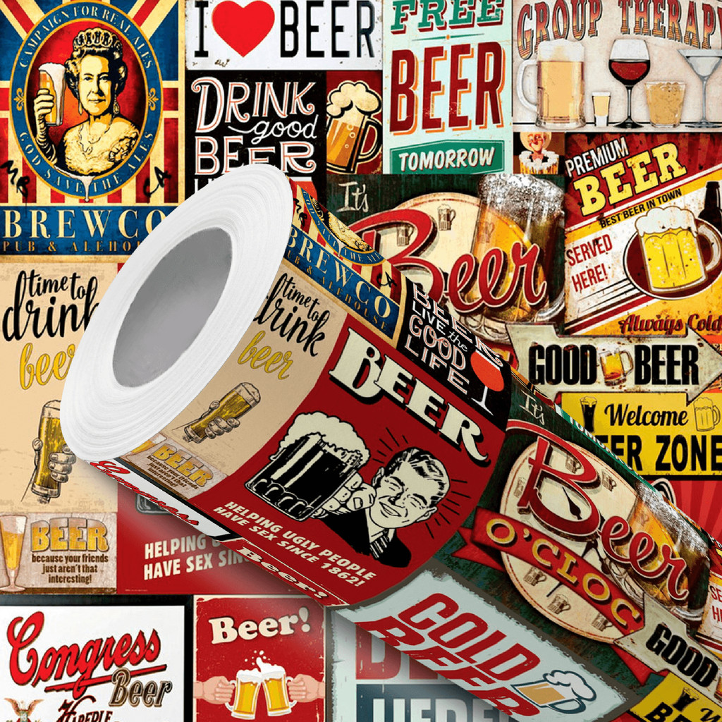 Papel de Parede Vinílico Resistente Cartaz Vintage Bar Cerveja Fácil de Aplicar