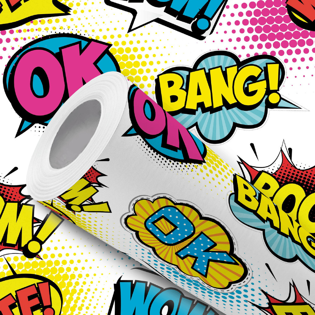 Papel de Parede Vinílico Adesivo Gamer Pop Arte Ok Bang Boom Fácil de Aplicar