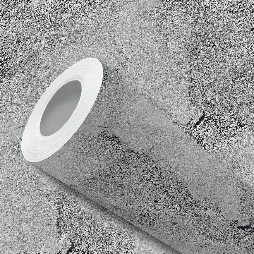 Papel de Parede Vinílico Adesivo Cinza Efeito Cimento Parede Fácil de Aplicar