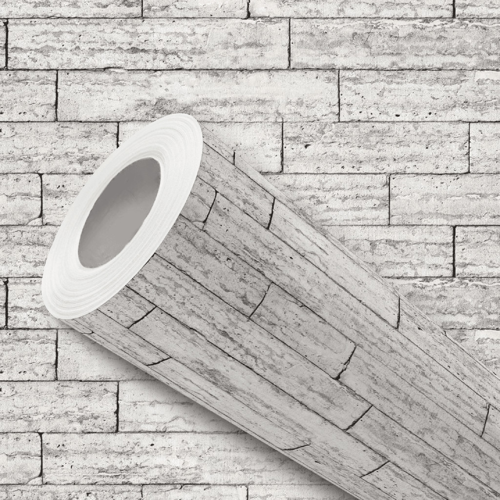 Papel de Parede Vinílico Adesivo Claro Taco Cinza Retângulos Fácil de Aplicar