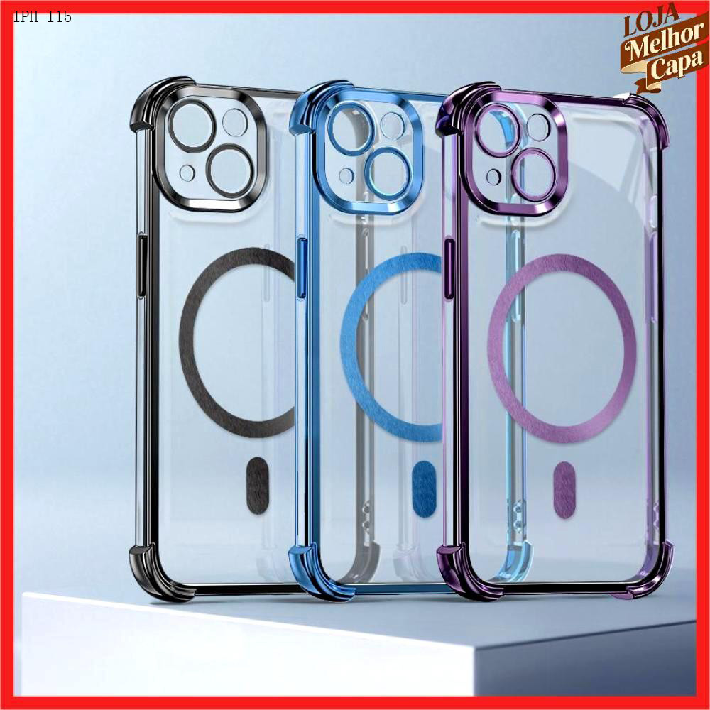 Capa Anti Impacto Transparente Luxo Para iPhone 17 17E 16 16E 15 14 13 12 11 XR 7 8 SE Pro Max Plus Soft Capas 0056FS