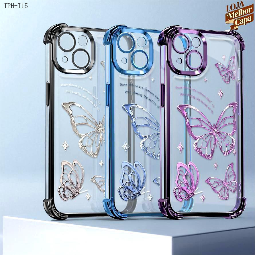 Capa Anti Impacto Transparente Luxo Para iPhone 17 17E 16 16E 15 14 13 12 11 XR 7 8 SE Pro Max Plus Soft Capas 0057FS