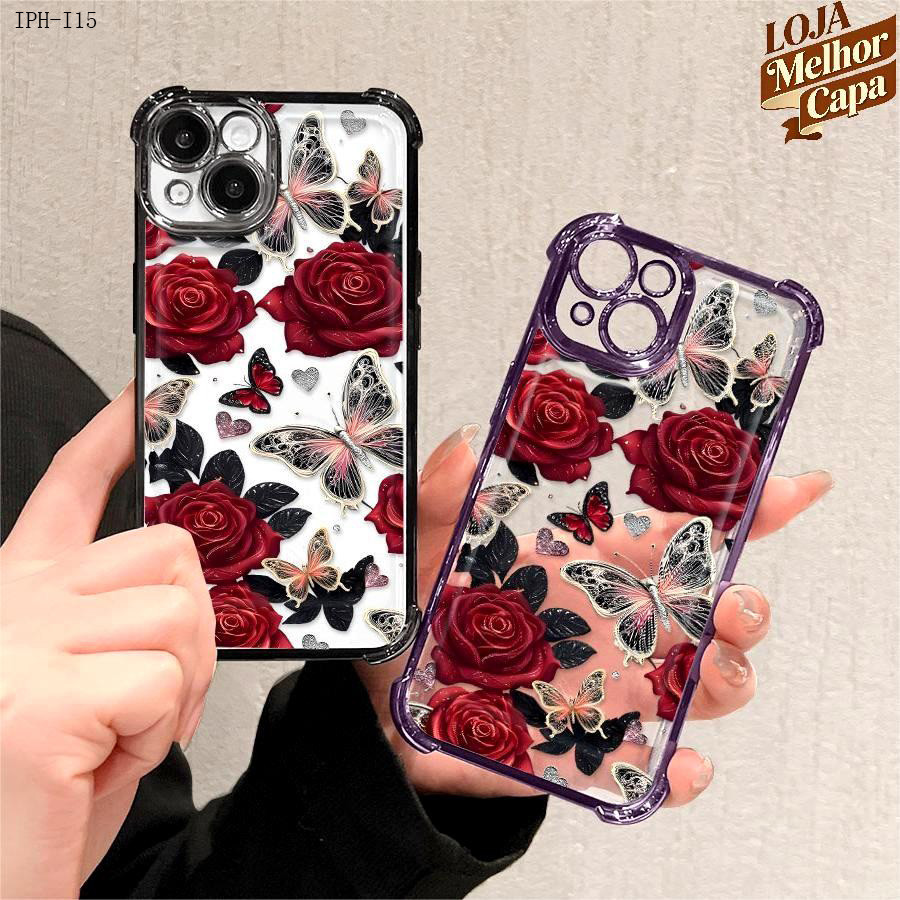 Capa Anti Impacto Transparente Luxo Para iPhone 17 17E 16 16E 15 14 13 12 11 XR 7 8 SE Pro Max Plus Soft Capas 0837FS