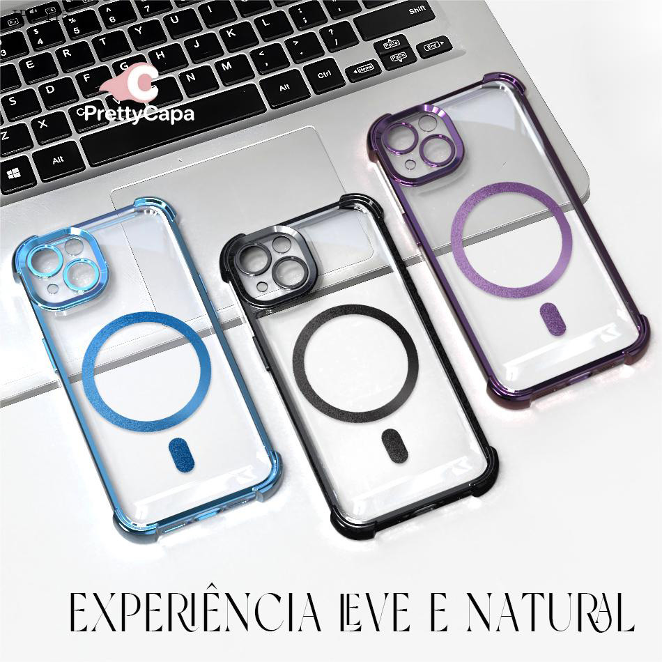Capa Anti Impacto Transparente Luxo Para iPhone 17 17E 16 16E 15 14 13 12 11 XR 7 8 SE Pro Max Plus Soft Capas 0056FS