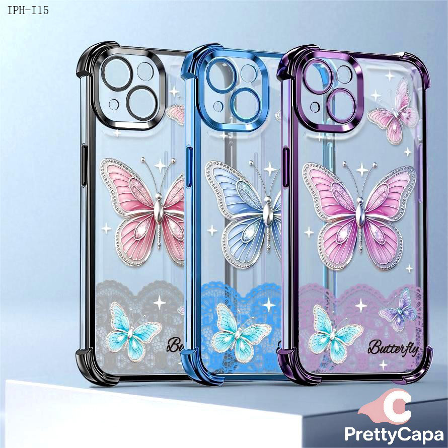 Capa Anti Impacto Transparente Luxo Para iPhone 17 17E 16 16E 15 14 13 12 11 XR 7 8 SE Pro Max Plus Soft Capas 0836FS