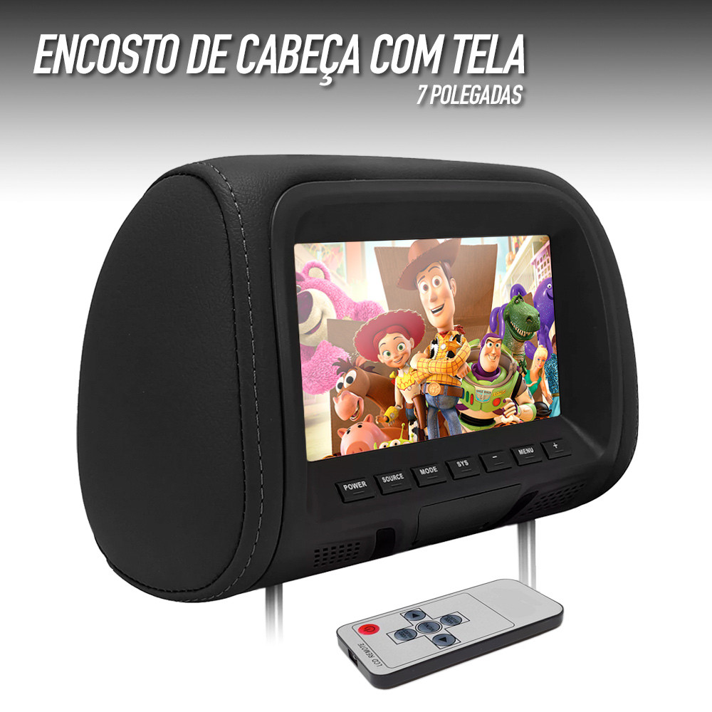 Encosto C/ Tela Lcd Unidade Preto Corolla 2013 2014 2015 2016 2017 7 Polegadas Dependente Espelhamento Visor Monitor