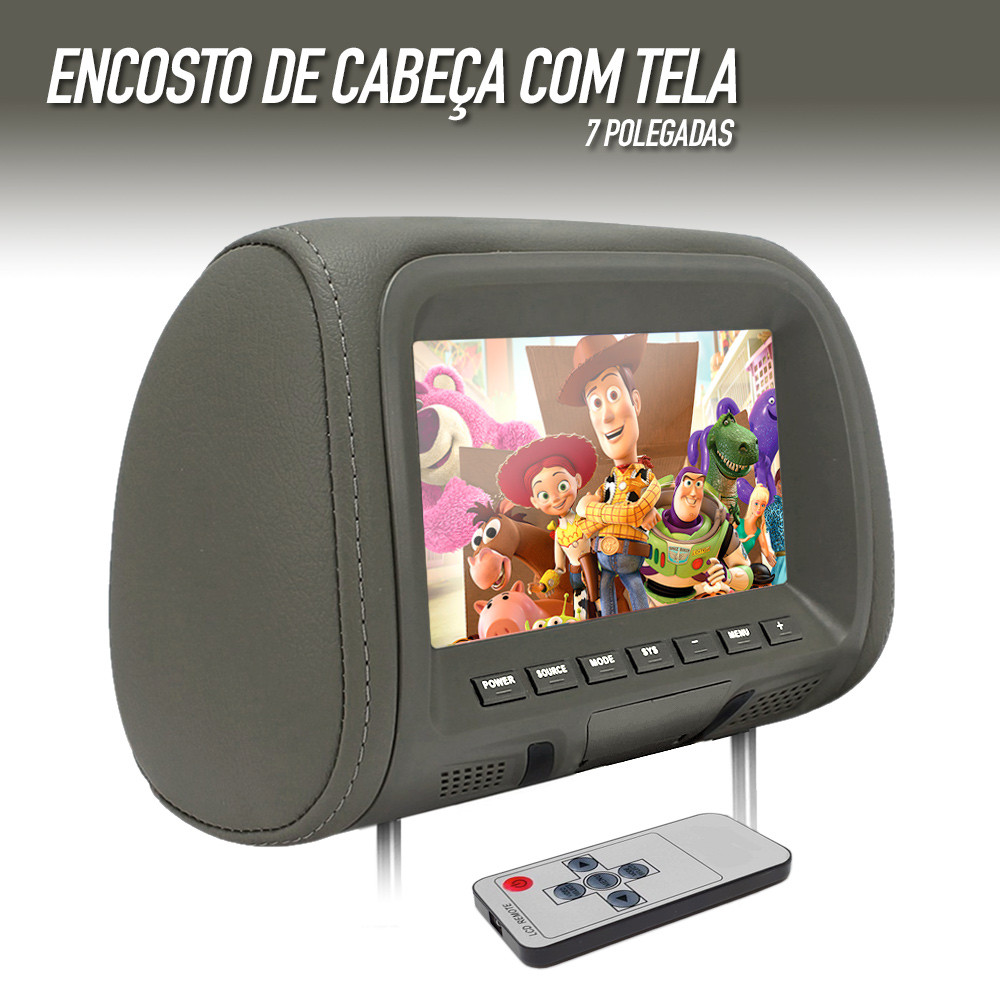 Encosto C/ Tela Lcd Unidade Cinza Corolla 2013 2014 2015 2016 2017 7 Polegadas Dependente Espelhamento Visor Monitor