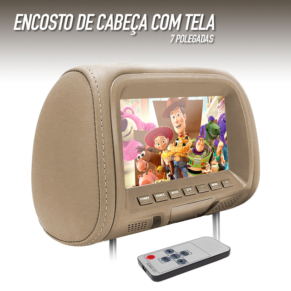 Encosto C/ Tela Lcd Unidade Bege Corolla 2013 2014 2015 2016 2017 7 Polegadas Dependente Espelhamento Visor Monitor