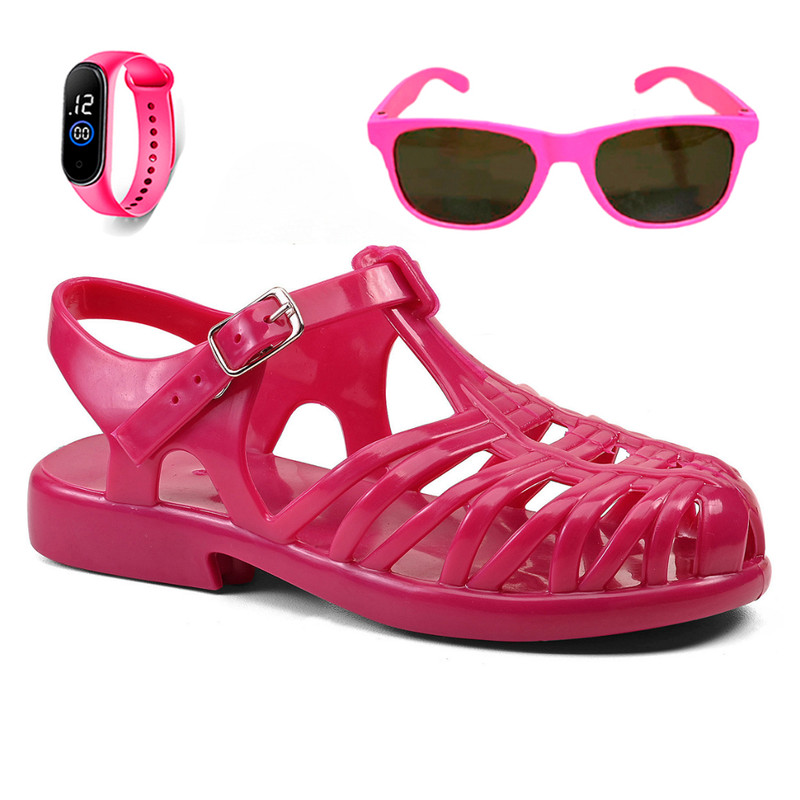 Kit Sandália Jelly para Meninas Delicada + Óculos + Relógio