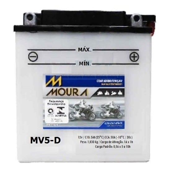 Bateria Moura Moto 5Ah 12v Traxx Moby 50 2013 a 2016