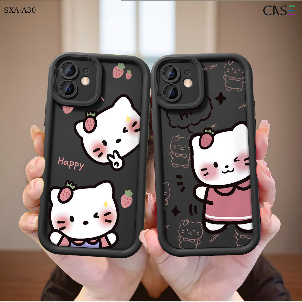 Capinha Gato Kawaii Preto Para Samsung Galaxy A26 A30 A20 A20S A21S A22 A23 A25 A50 A30S 4G 5G Capa de Anti-queda TY6882