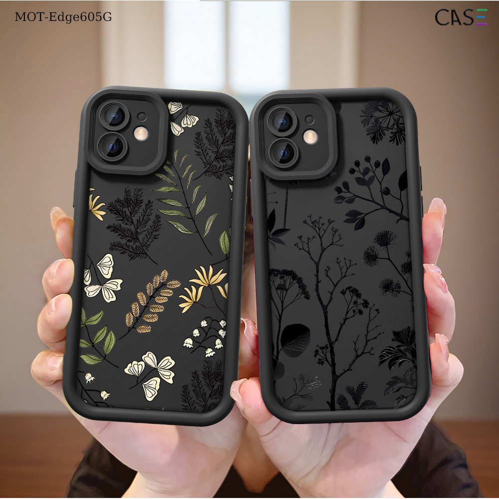 Capinha Flores Preto Para Motorola Moto Edge 60 40 50 Fusion Pro Neo 5GCapa de Silicone Macia Anti-queda Celular TY6991 em Oferta na Shopee