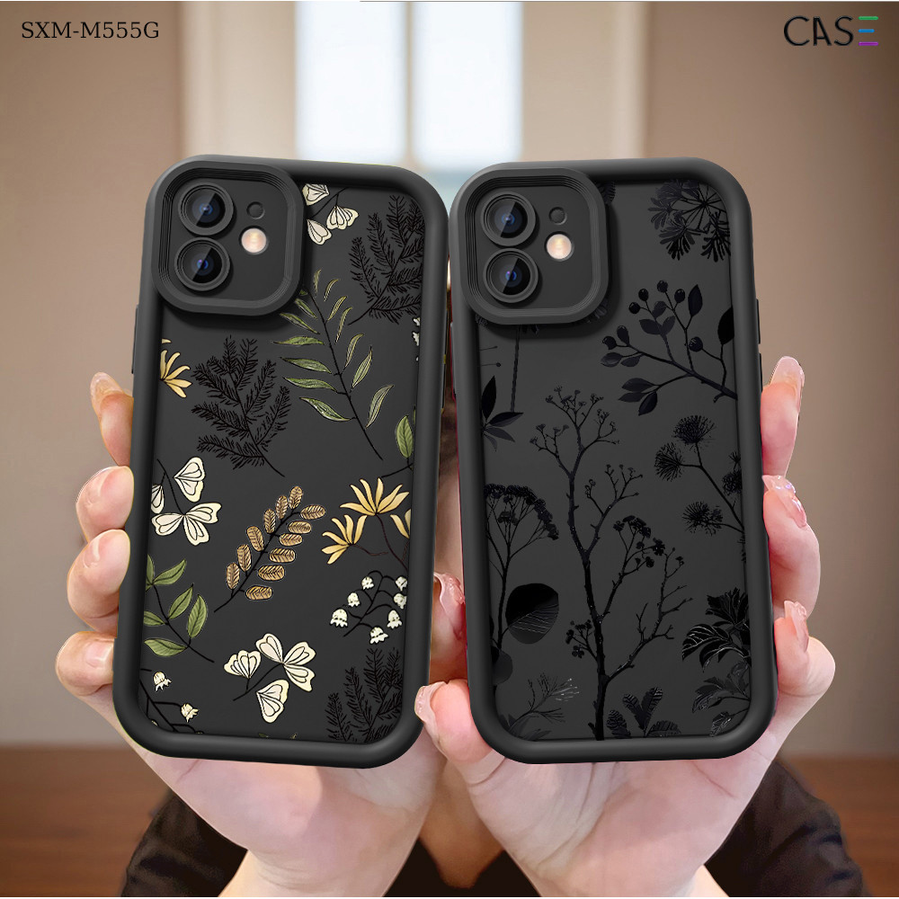 Capinha Flores Preto Para Samsung Galaxy M55 M54 M53 M34 M31 M23 M22 M12 M13 5GC