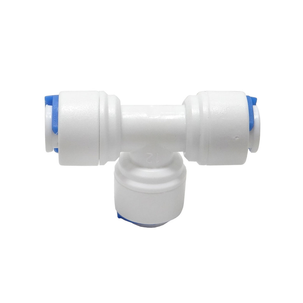 Conexão T 1/4 Plástico Branco Engate Rápido Filtro Purificador Água Adaptador Vedação Segura Profissional