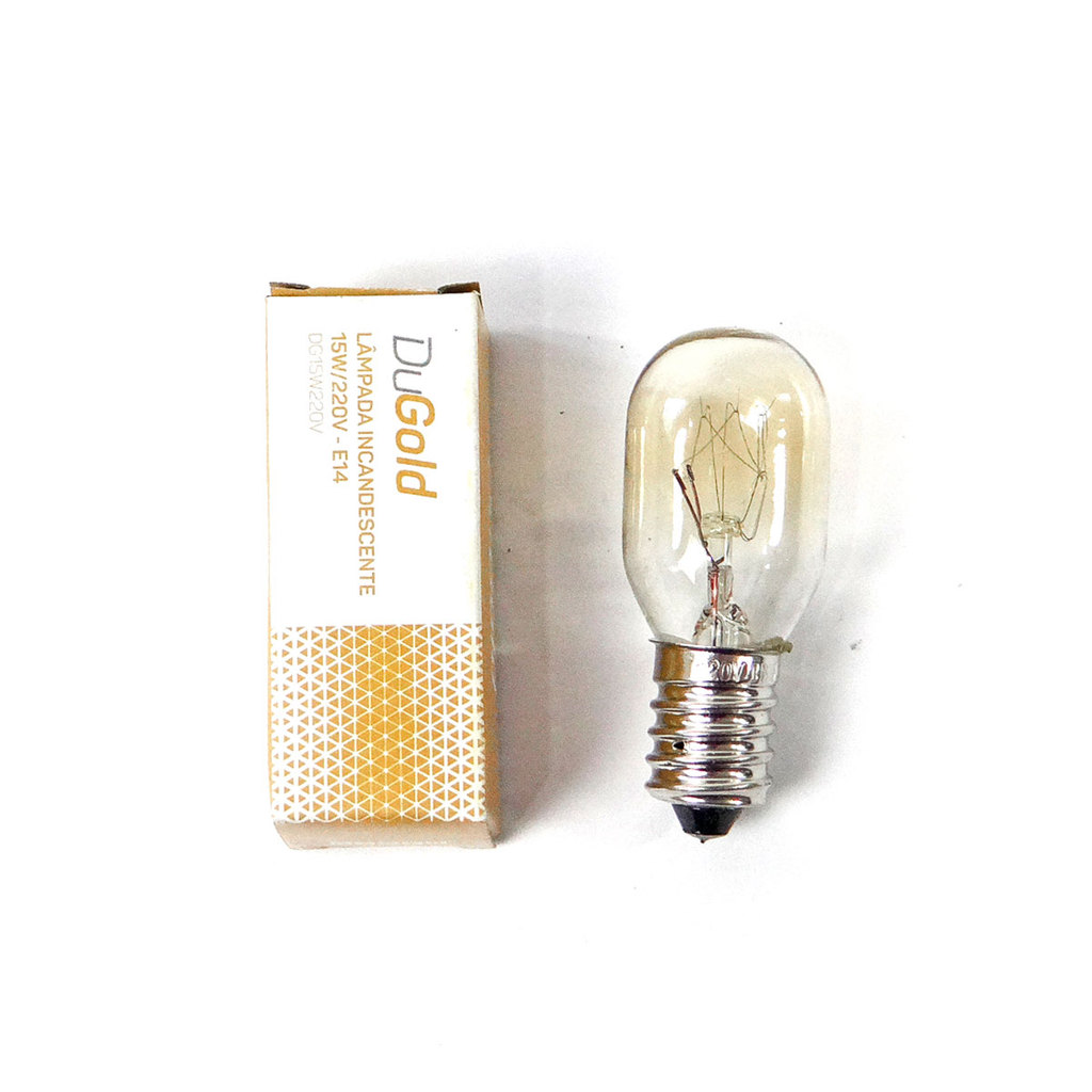 Lâmpada Incandescente DuGold E14 15W 220V Tubular Essencial Eletrodoméstico Fogão Geladeira Micro-ondas
