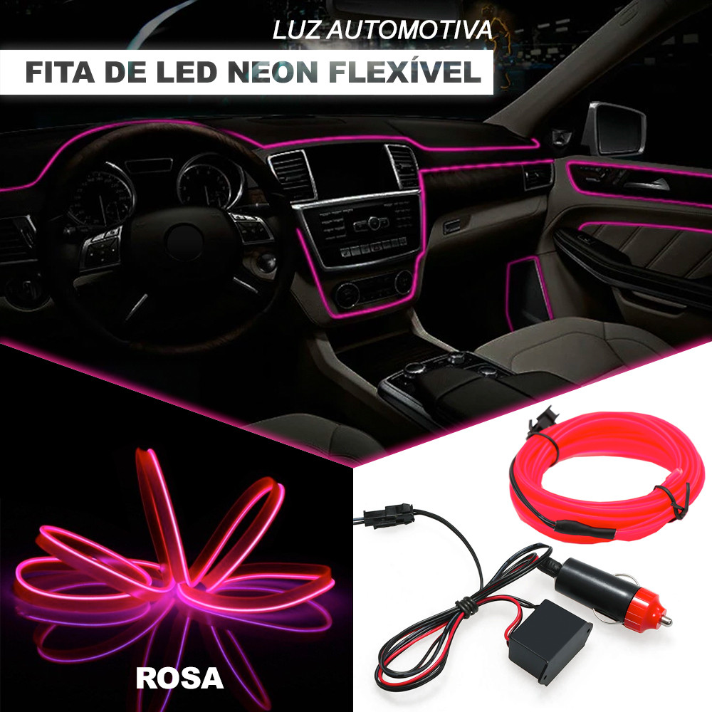 Fita Barra Led P/ Painel Rosa Peugeot 306 5m Tunning Top