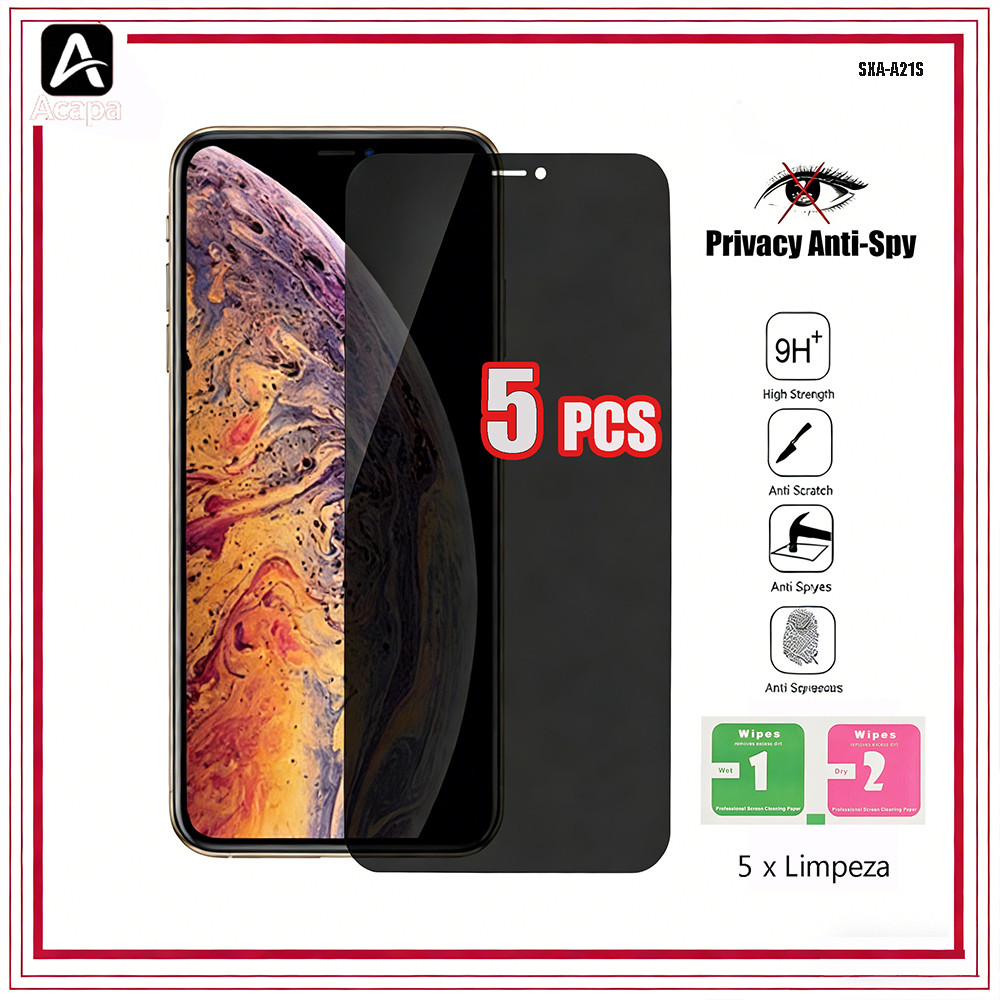 Kit 5 Películas Privacidade Para Samsung Galaxy A21S A24 A25 A26 A23 A22 A50 A30 4G 5G Fosca Cerâmica Flexível 3D