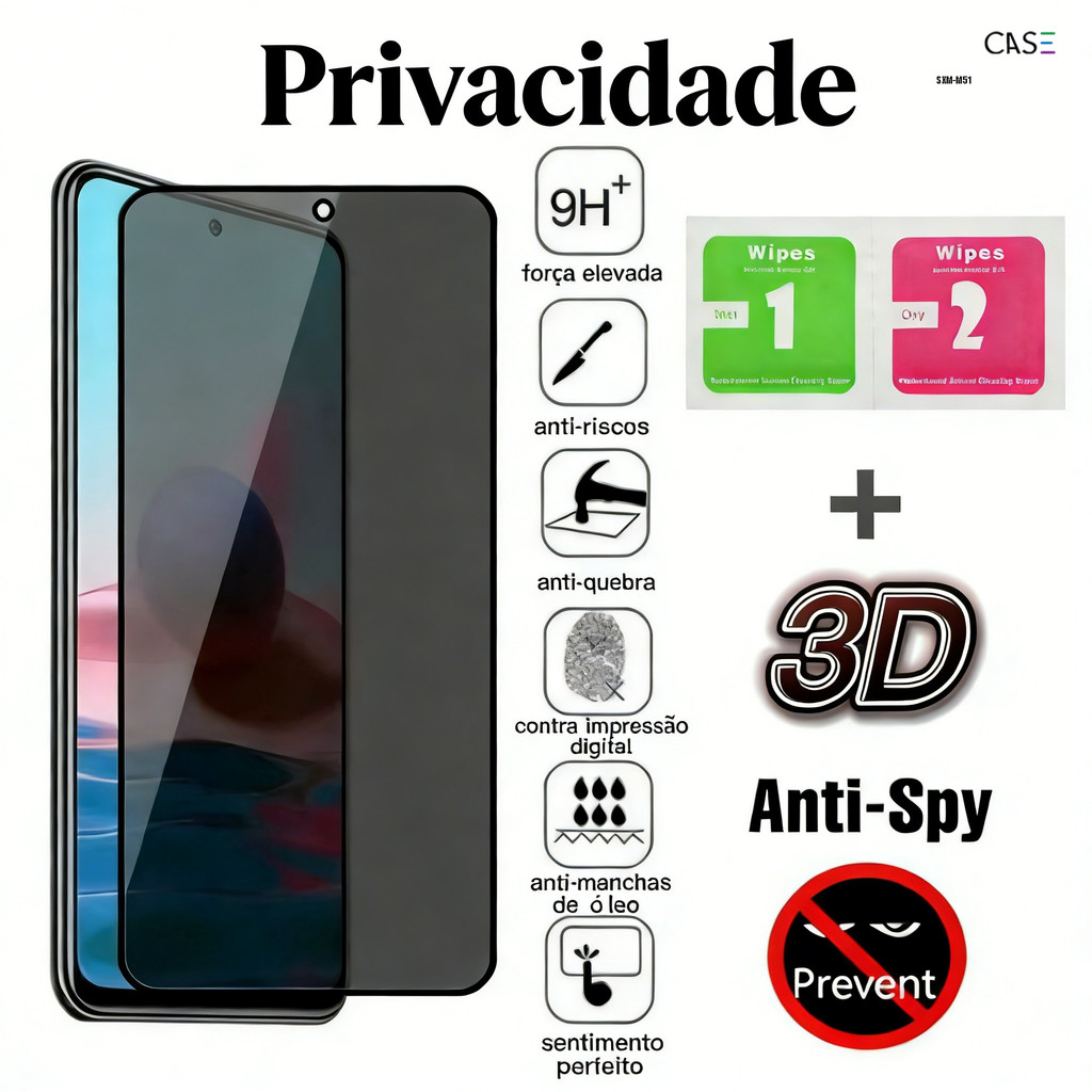 Película Cerâmica Privacidade Protetor Tela Fosca Anti Espião 3D Para Samsung Ga