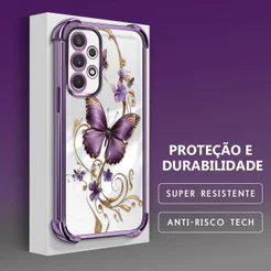 Capinha de Silicone Anti Queda Impresso Borboleta Proteção da Lente Para Samsung Galaxy A32 4G Capa de Celular FS0862
