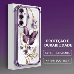 Capinha de Silicone Anti Queda Impresso Borboleta Proteção da Lente Para Samsung Galaxy A55 5G Capa de Celular FS0862