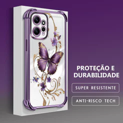Capinha de Silicone Anti Queda Impresso Borboleta Proteção da Lente Para Xiaomi Redmi Note 12 4G Capa de Celular FS0862