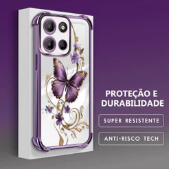 Capinha de Silicone Anti Queda Impresso Borboleta Proteção da Lente Para Motorola Moto G15 G17 Capa de Celular FS0862