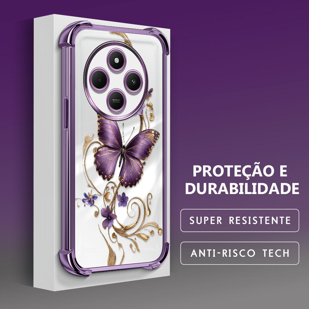 Capinha de Silicone Anti Queda Impresso Borboleta Proteção da Lente Para Xiaomi Poco C75 4G 5G Capa de Celular FS0862