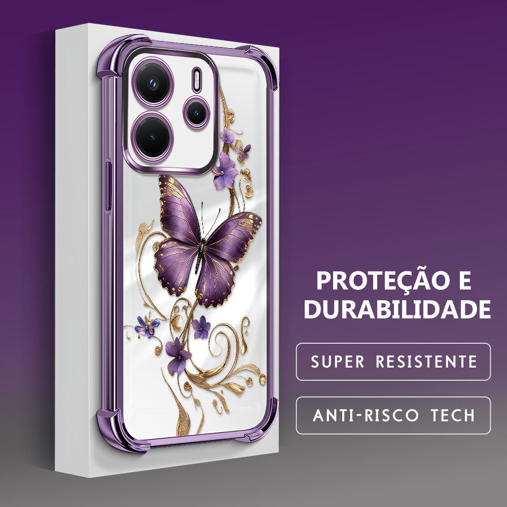 Capinha de Silicone Anti Queda Impresso Borboleta Proteção da Lente Para Xiaomi Redmi Note 14 4G Capa de Celular FS0862 em Oferta na Shopee