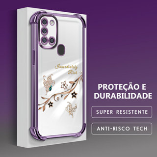 Capinha de Silicone Anti Queda Estilo Luxuoso Proteção da Lente Para Samsung Galaxy A21S Capa de Celular FS0861 em Oferta na Shopee