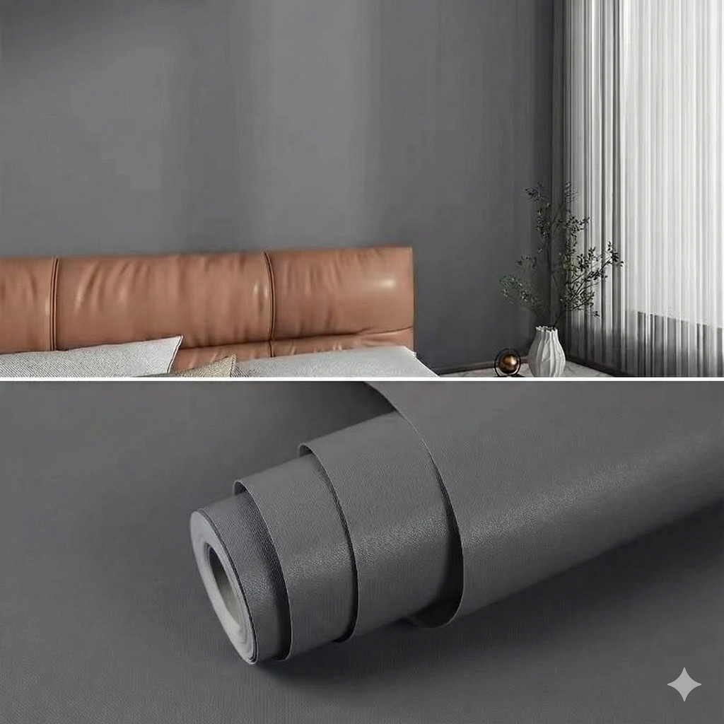 Papel De Parede Adesivo Tom Pastel Cinza Grafíte Envelopamento Vinilico Lavável Para Quarto Sala