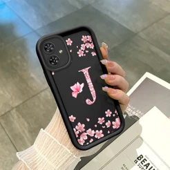 Capinha Flor Para Motorola Moto G54 5G Capa Com Letra Personalizada Macia Silicone Proteção Case