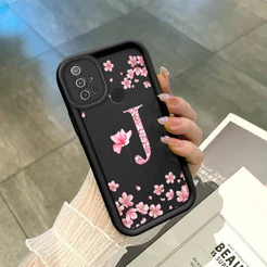 Capinha Flor Para Motorola Moto G20 G30 G10 Capa Com Letra Personalizada Macia Silicone Proteção Case
