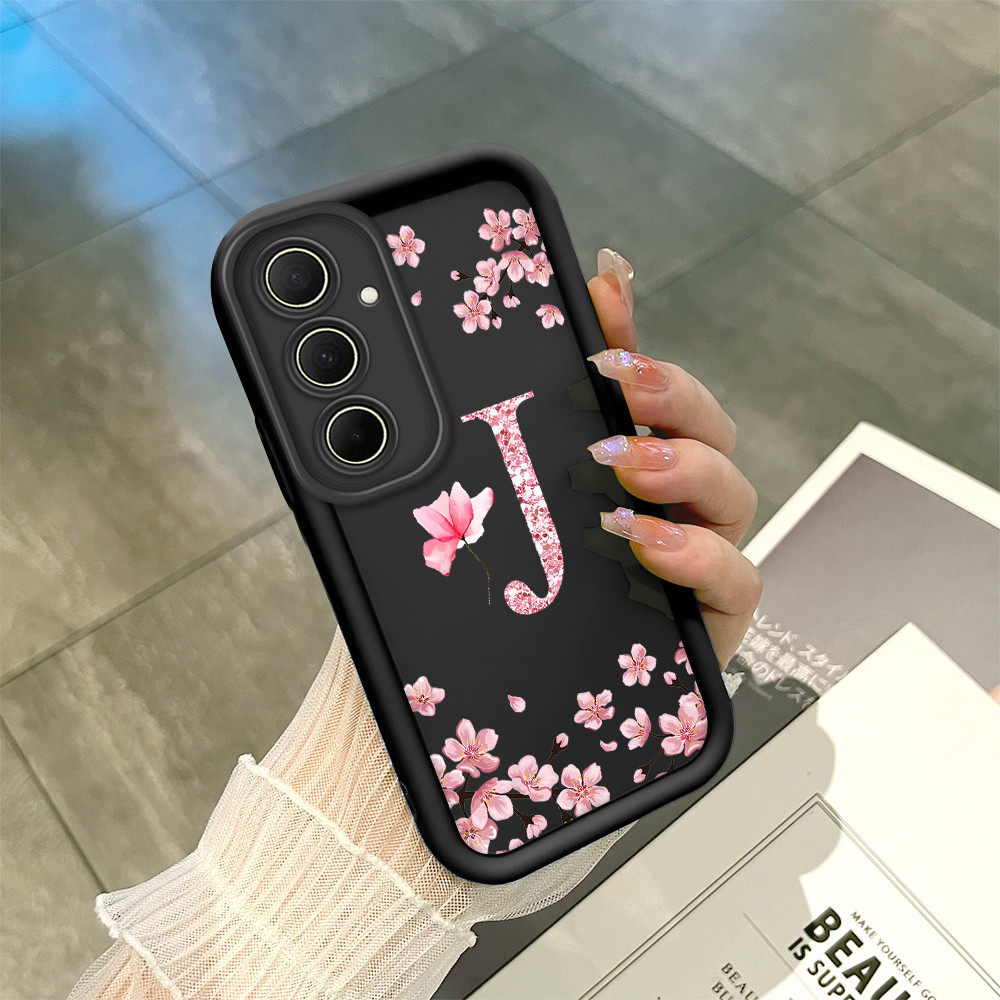 Capinha Flor Para Samsung Galaxy A35 5G Capa Com Letra Personalizada Macia Silic