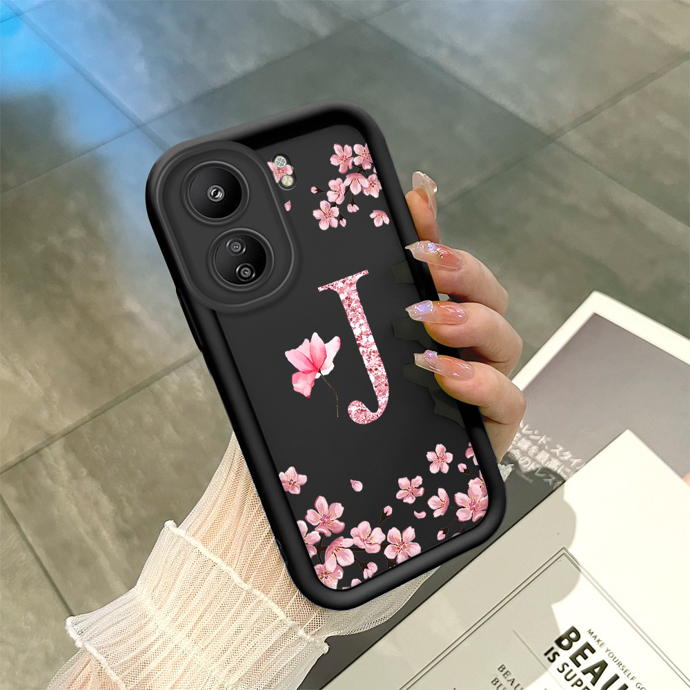 Capinha Flor Para Xiaomi Redmi 13C Poco C65 Capa Com Letra Personalizada Macia S