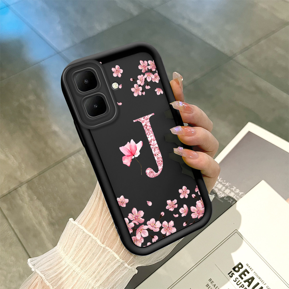 Capinha Flor Para Infinix Smart 10 Capa Com Letra Personalizada Macia Silicone Proteção Case
