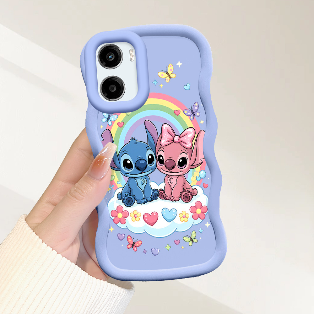 Capinha Stitch Para Motorola Moto G05 Capa De Silicone Macia Estilo Simples Macaron Case 0041