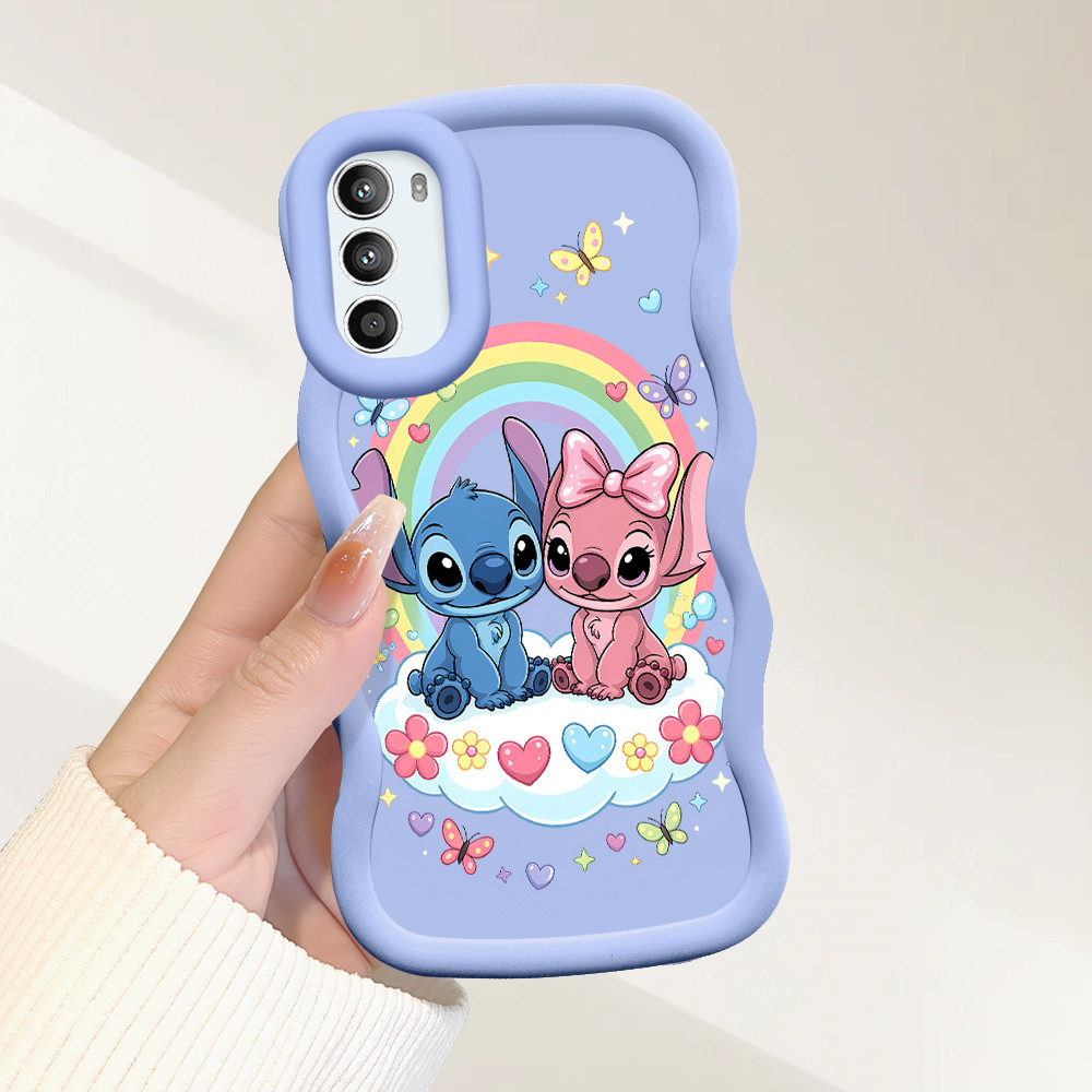 Capinha Stitch Para Motorola Moto G52 G82 5G Capa De Silicone Macia Estilo Simples Macaron Case 0041