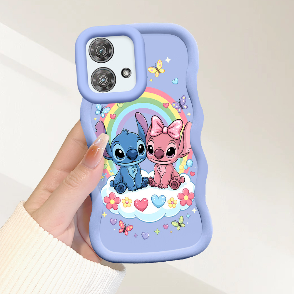 Capinha Stitch Para Motorola Moto Edge 40 Neo 5G Capa De Silicone Macia Estilo Simples Macaron Case 0041